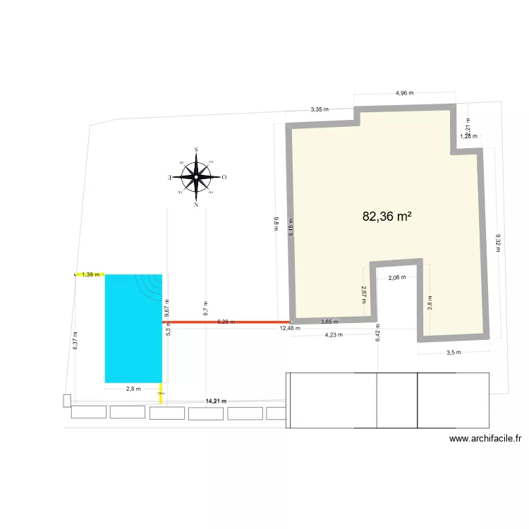 piscine 5.3 x 2.8. Plan de 1 et 82 m² piscine 5.3 x 2.8. Plan de 1 et 82 m²