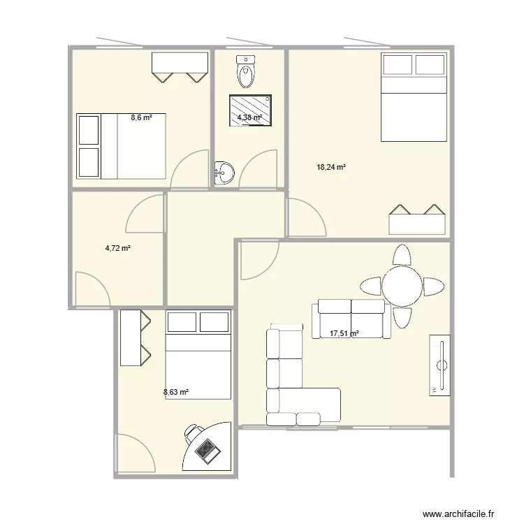 HOME. Plan de 6  et 62 m²