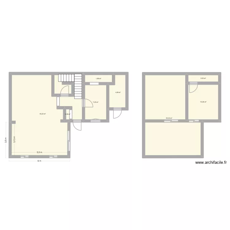 Maison la plaine. Plan de 8 pièces et 108 m² Maison la plaine. Plan de 8 pièces et 108 m²