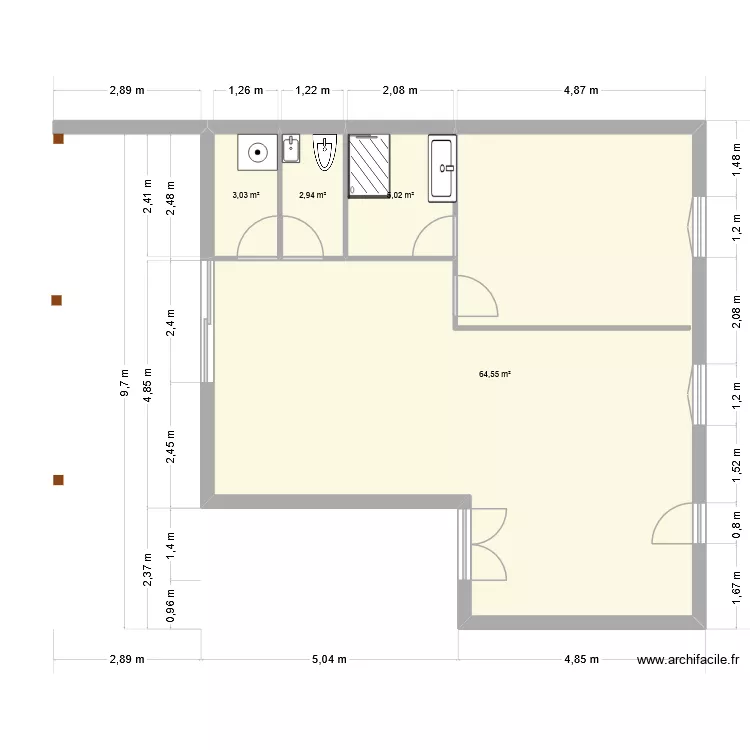 Montp3. Plan de 4 Pièces et 76 m² Montp3. Plan de 4 Pièces et 76 m²