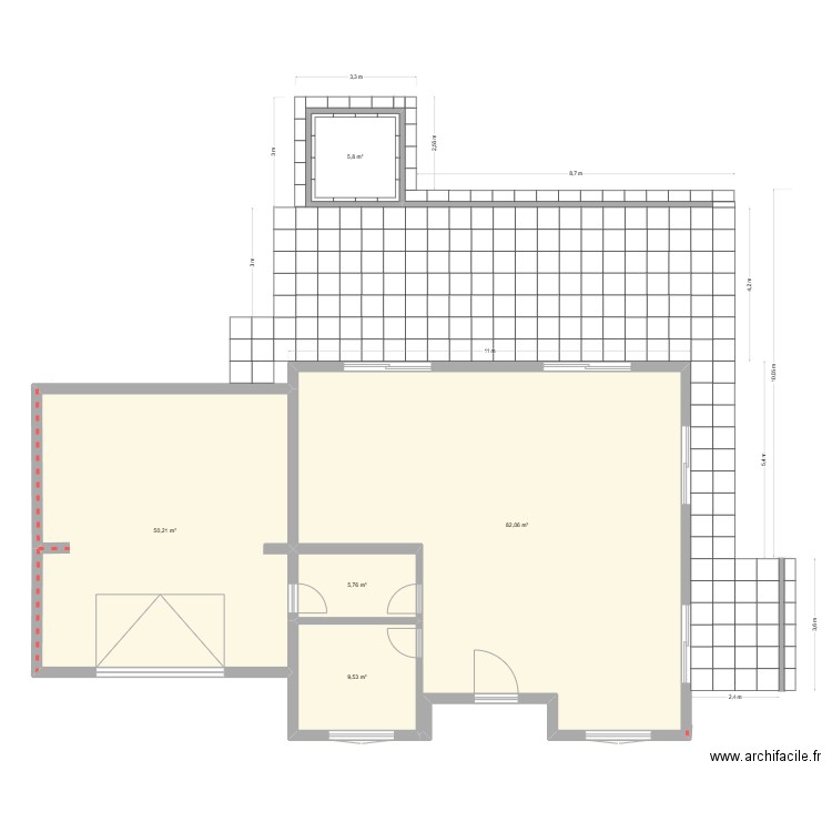 Terrasse Version12. Plan de 5 pièces et 153 m2