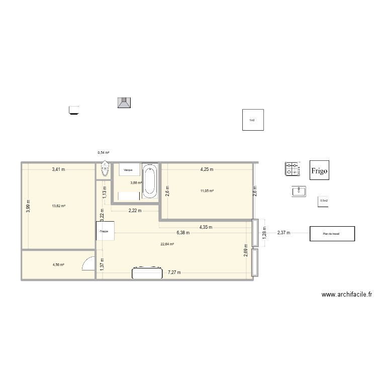 V11. Plan de 6 pièces et 56 m2