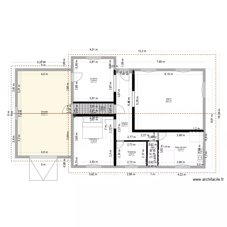 maison renovations. Plan de 9  et 133 m²