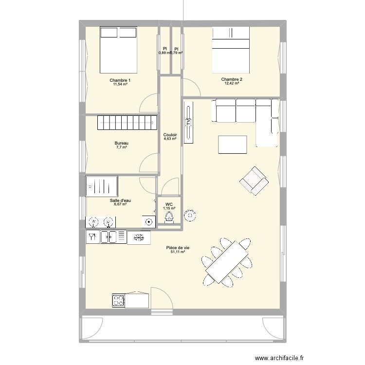 Nathalie - Etat futur 4. Plan de 9 pièces et 97 m2