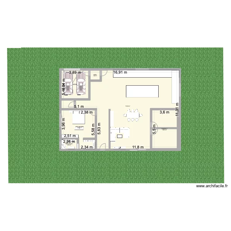projet maison. Plan de 6  et 225 m²