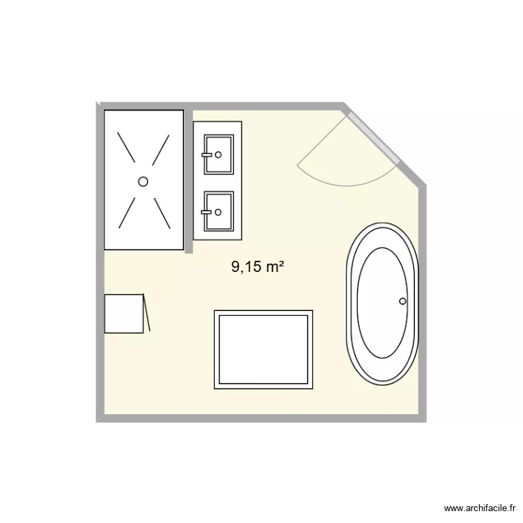 Salle de bain. Plan de 1  et 9 m²