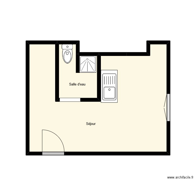 Delf FOURRIER Hugue Le Grand. Plan de 2 pièces et 18 m2