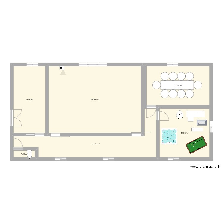 Agence évènementielle. Plan de 6 pièces et 120 m2