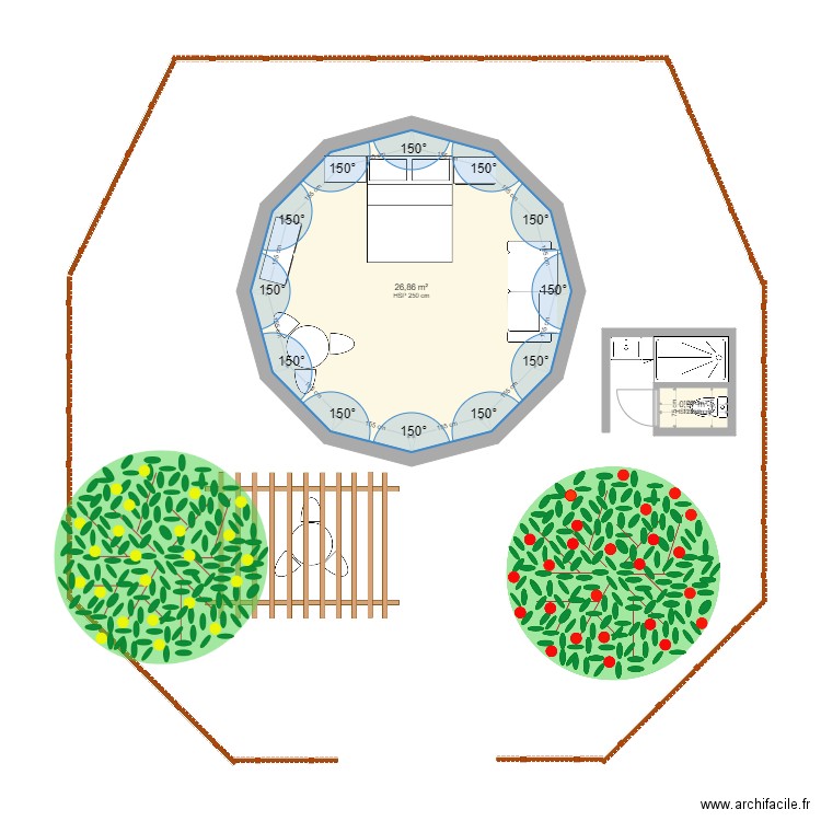 Tipis. Plan de 2 pièces et 28 m2