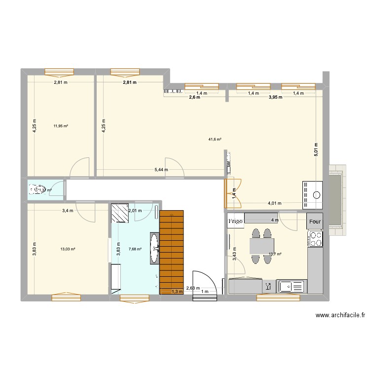 Ma maison RDC. Plan de 6 pièces et 89 m2