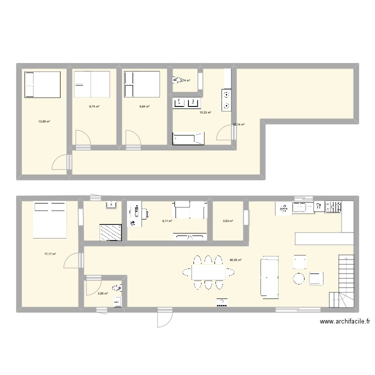 Maison. Plan de 11 pièces et 171 m2