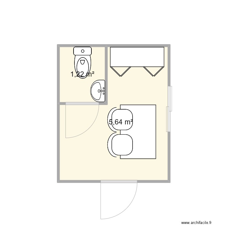 HERMES CHANTIER VILLEURBANNE. Plan de 2 pièces et 7 m2