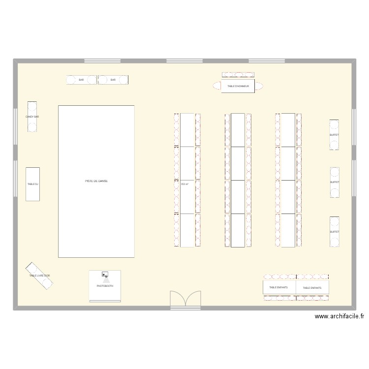 Exercice plan de salle. Plan de 1 pièce et 352 m2