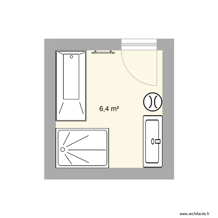 sdb rdc. Plan de 1  et 6 m²