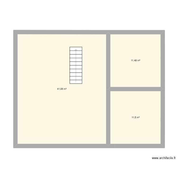 Maison étage version 2. Plan de 3 pièces et 65 m2