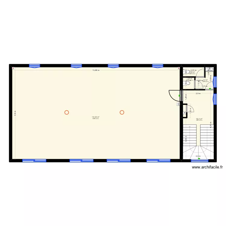 MJ music studio - r+1 existant. Plan de 6  et 159 m²