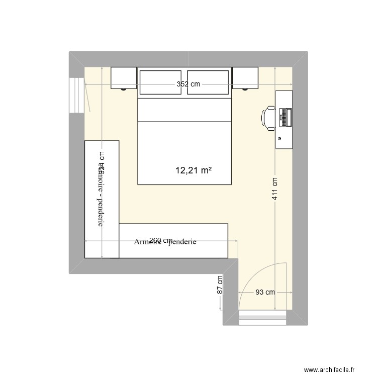 auber. Plan de 1 pièce et 12 m2