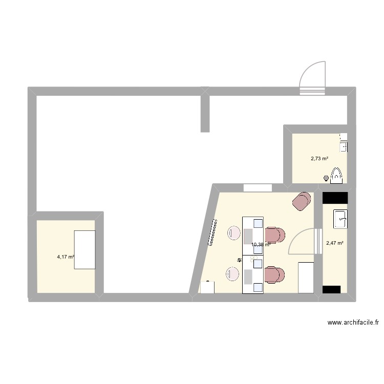 Ldm. Plan de 4 pièces et 20 m2
