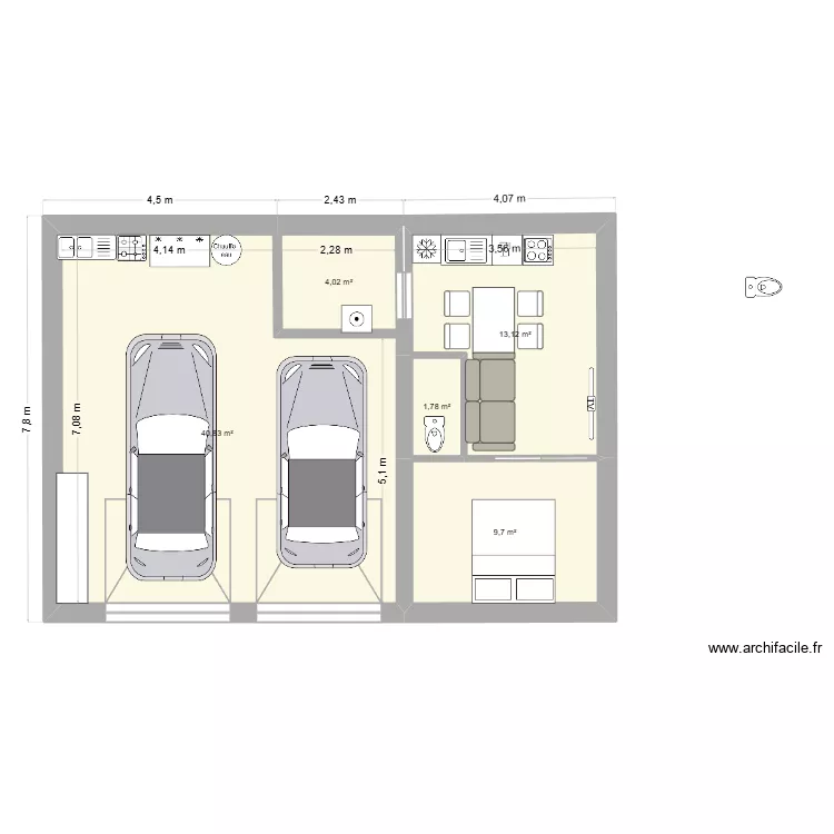 garage 11x7.8 sans terrasse. Plan de 5 et 69 m² garage 11x7.8 sans terrasse. Plan de 5 et 69 m²