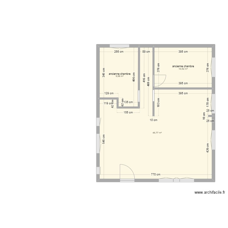 GOSSET à GUISE. Plan de 1 pièce et 69 m2