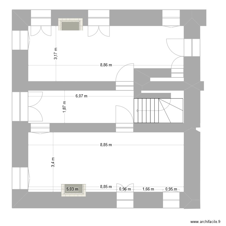 Arba Bas actuel. Plan de 1 pièce et 73 m2