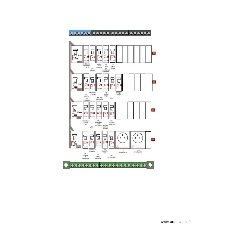 tableau électrique maison final. Plan de 0 pièce et 0 m2