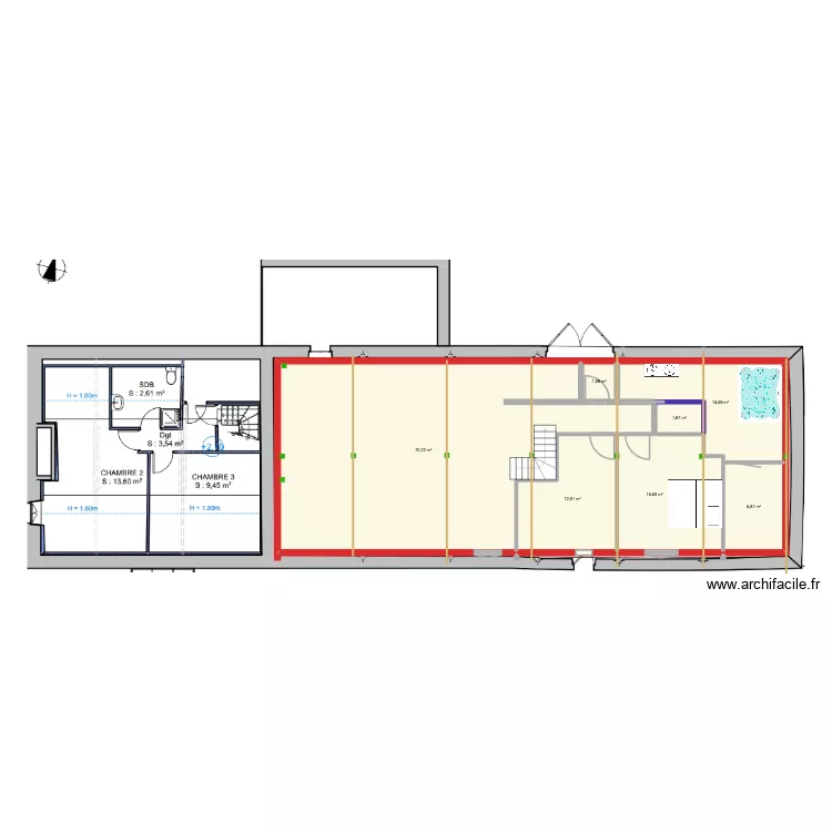 news. Plan de 7  et 124 m²