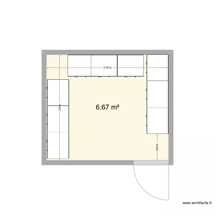 dressing haut. Plan de 1  et 7 m²