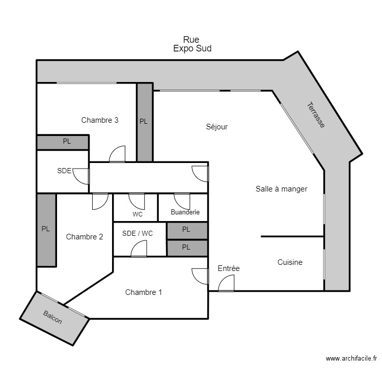 Plan AMRAM111. Plan de 15 pièces et 174 m2