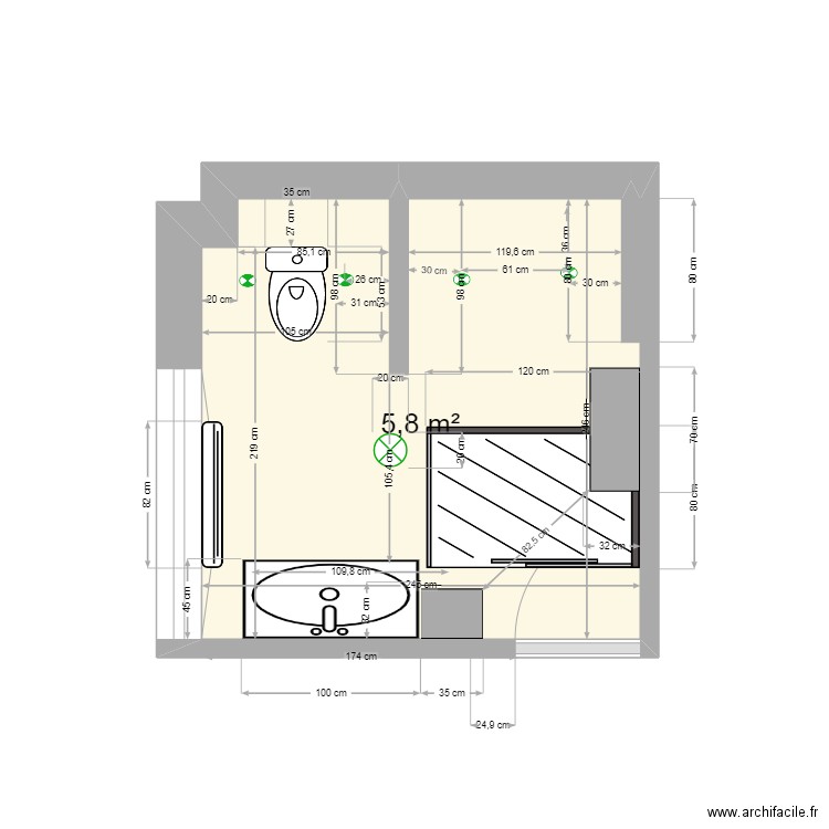 PROJET SALLE DE BAIN17. Plan de 0 pièce et 0 m2