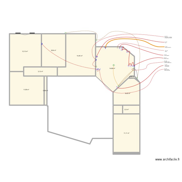 Aiffres elec cuisine. Plan de 11 pièces et 85 m2