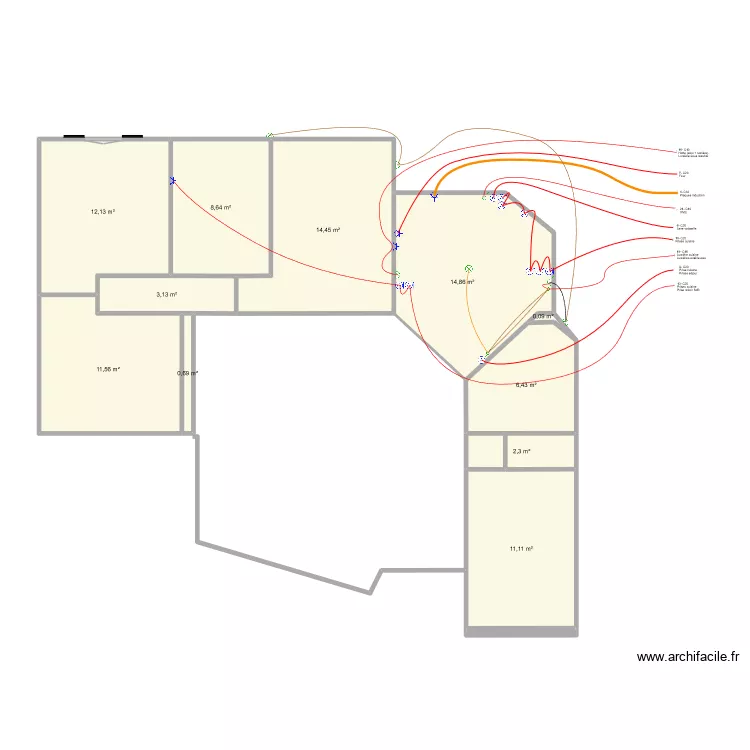 Aiffres elec cuisine. Plan de 11  et 85 m²