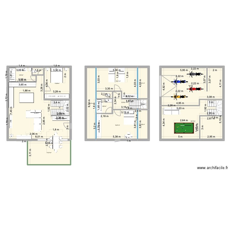 FUVEAU T4. MODIF. Plan de 16 pièces et 236 m2