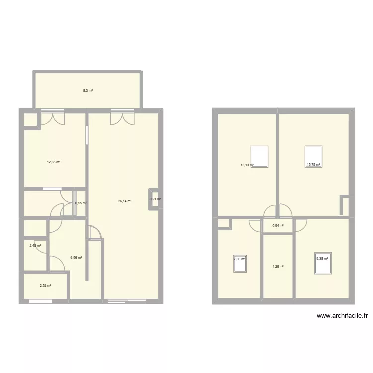 exercice. Plan de 14  et 111 m²