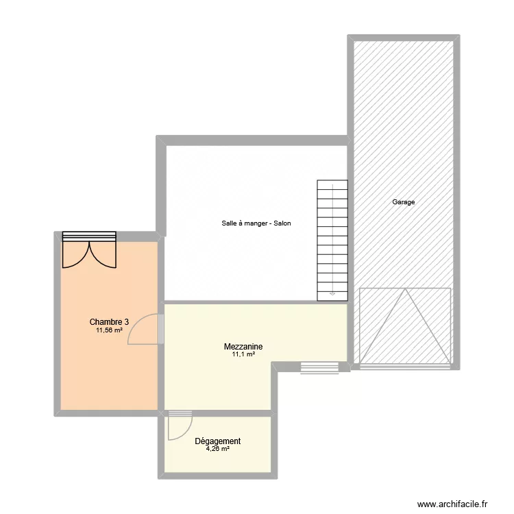 Etage. Plan de 5  et 69 m²