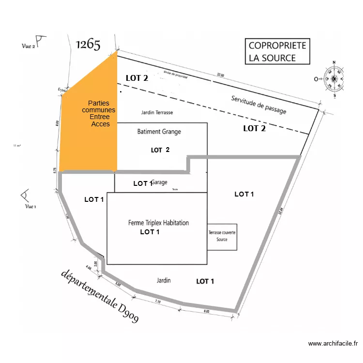 copro. Plan de 1  et 11 m²