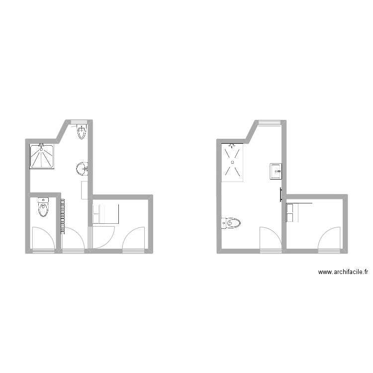 SDB AVANT/APRES. Plan de 4 pièces et 16 m2