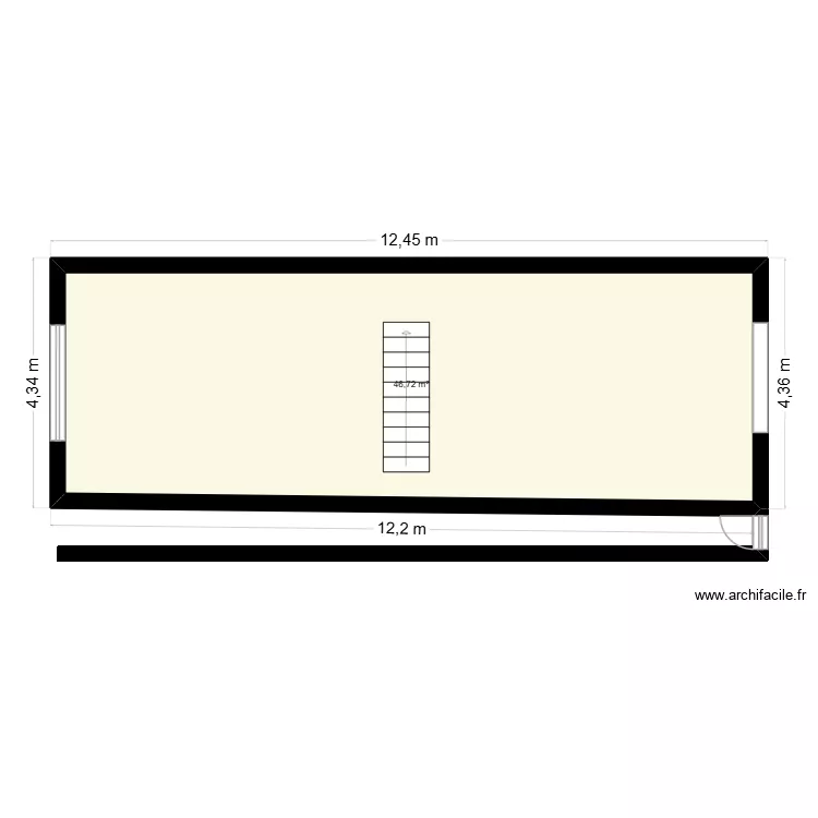 RDC. Plan de 1  et 47 m²