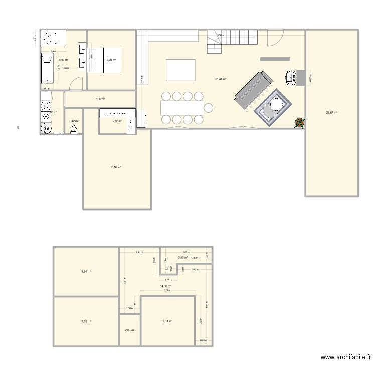 st dolay. Plan de 15 pièces et 171 m2