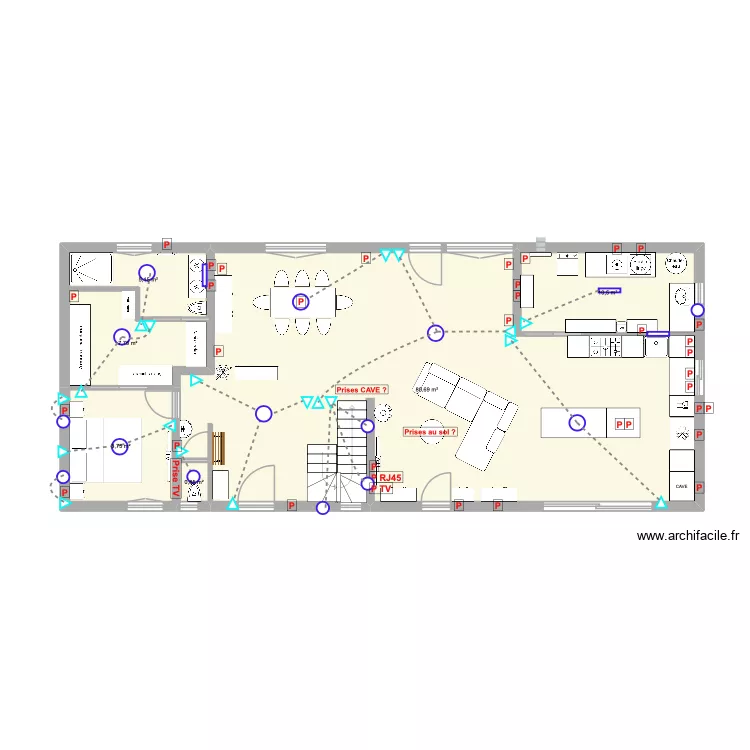 Rez-de-chaussée - plan électricité. Plan de 6 et 114 m² Rez-de-chaussée - plan électricité. Plan de 6 et 114 m²
