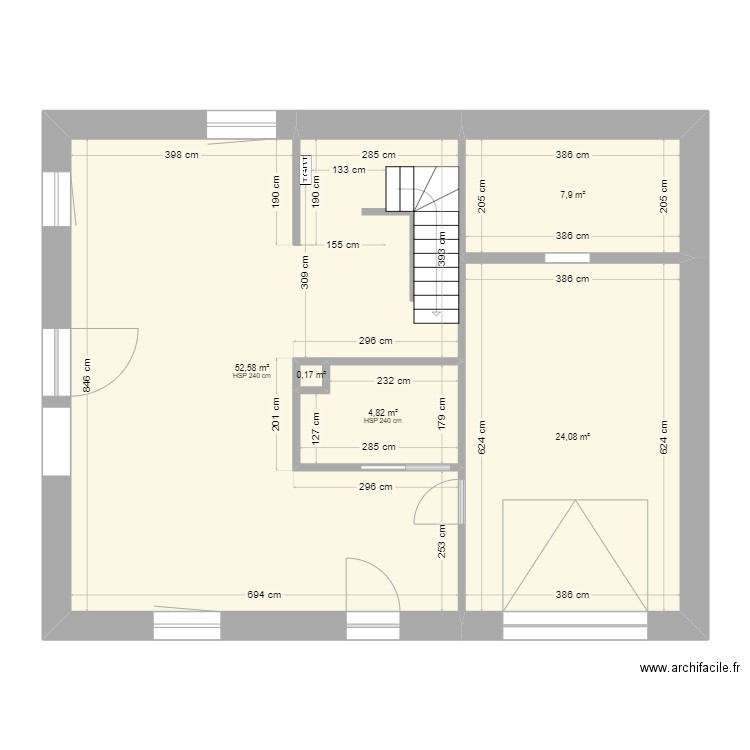 Plan du rez avec modifications. Plan de 0 pièce et 0 m2