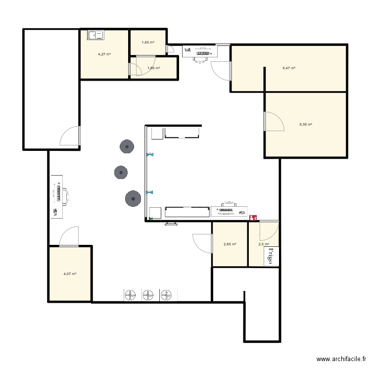 lsv. Plan de 8 pièces et 36 m2