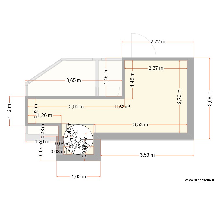 drivescholl mezzanine. Plan de 3 pièces et 28 m2
