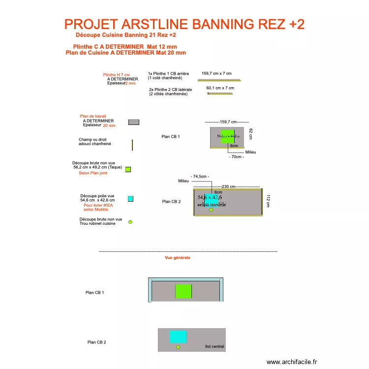 Projet Cuisine Rez +2 Banning 21. Plan de 0 pièce et 0 m2