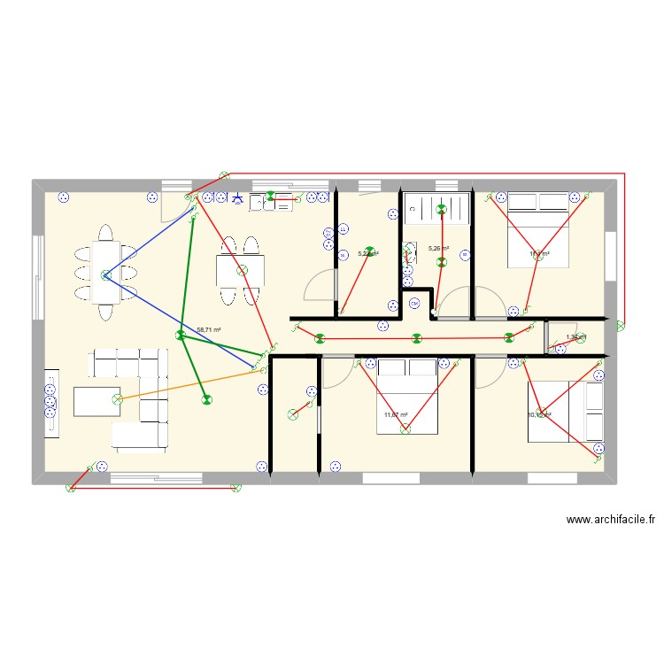 PAULINE. Plan de 7 pièces et 103 m2