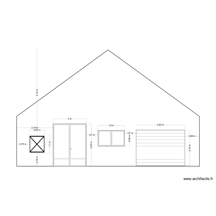 Existant avec cotations. Plan de 
