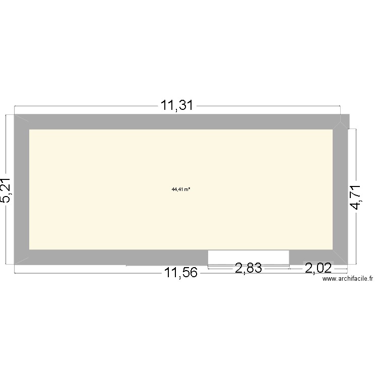 chai-vinatur. Plan de 1 pièce et 44 m2