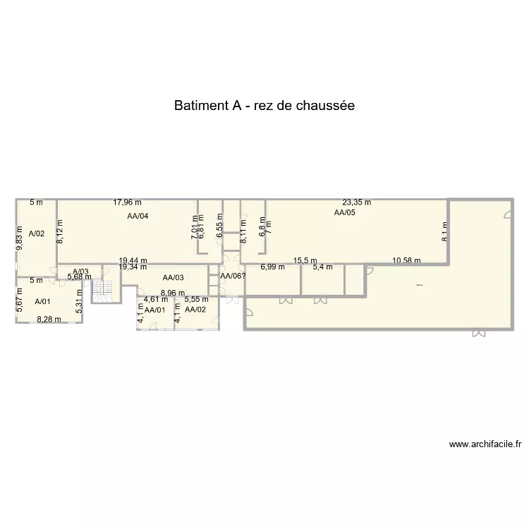 B&acirc;t A-0 ancien atelier. Plan de 1  et 226 m²