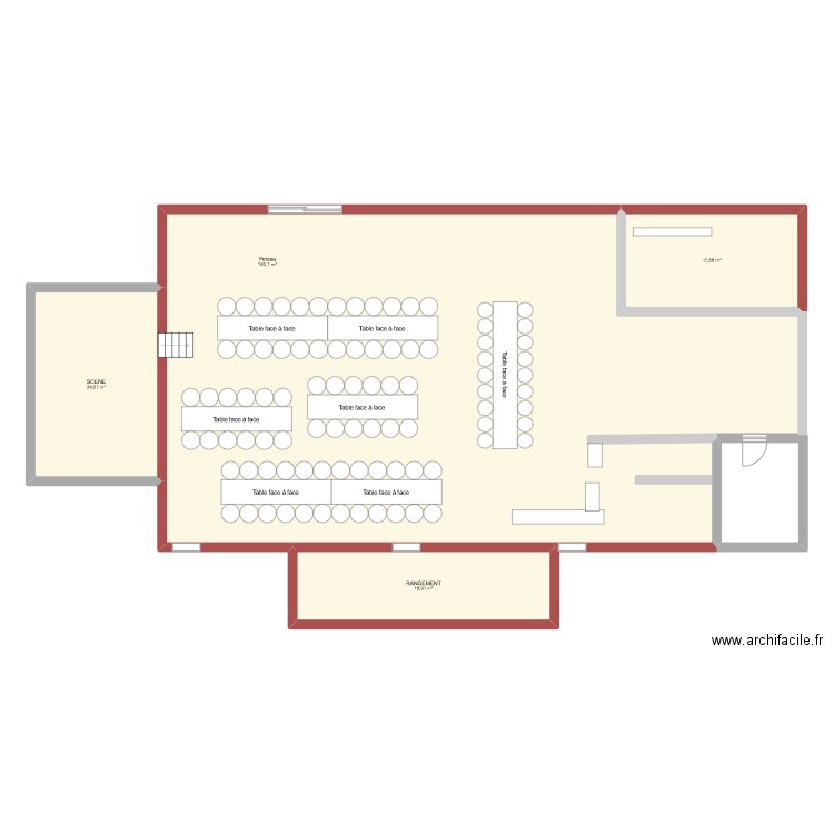 Salle de Mariage 11. Plan de 4 pièces et 253 m2