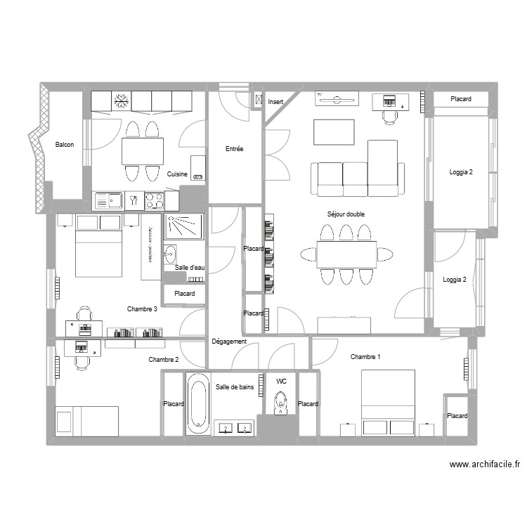 Blech meublé. Plan de 26 pièces et 123 m2